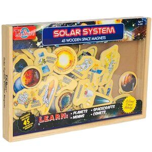 Wooden Magnets Space Solar System w/Wood Storage Case For Age 5+  New Sealed